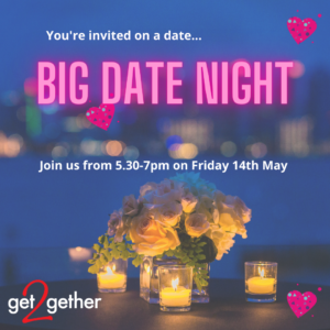 Big Date Night flyer. Image of roses and candles.