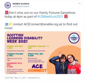 Enable Scotland Twitter post