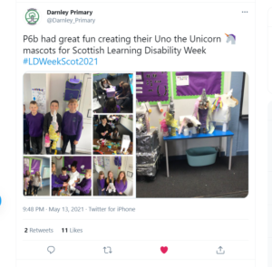 Twitter posts showing pupils at Darnley Primary