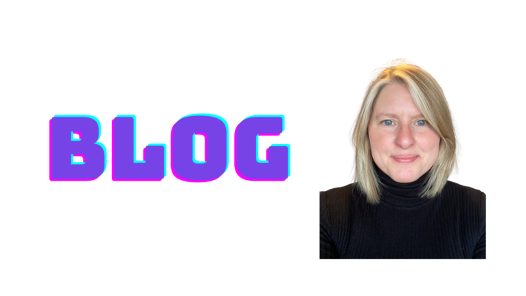Photo of Michelle. Text reads: "Blog".